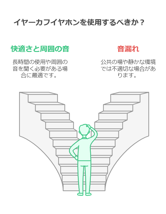 イヤーカフイヤホンを使うことで得られるメリットと音漏れとのトレードオフ